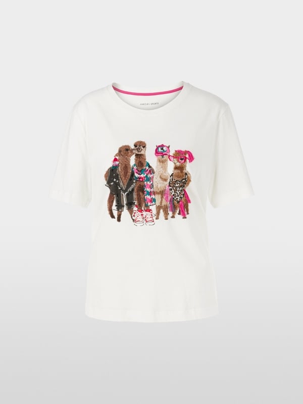 Marc Cain Baumwoll-T-Shirt mit Lama-Gang-Motiv Discount Store für neue Produkte
