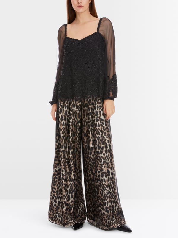 Marc Cain Spitzen-Bluse mit Perlen-Stickerei Rabatte dieses Monats