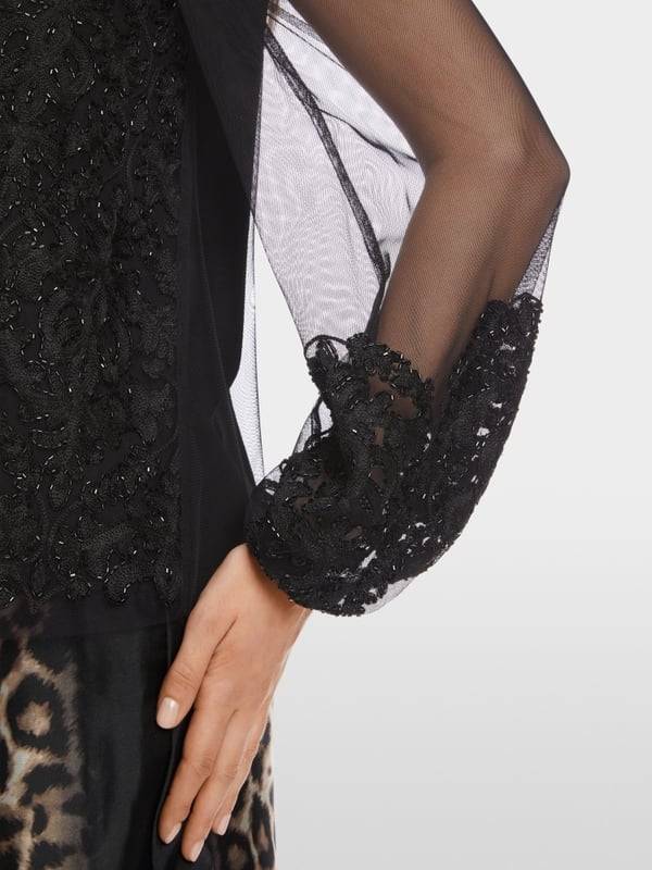 Marc Cain Spitzen-Bluse mit Perlen-Stickerei Rabatte dieses Monats
