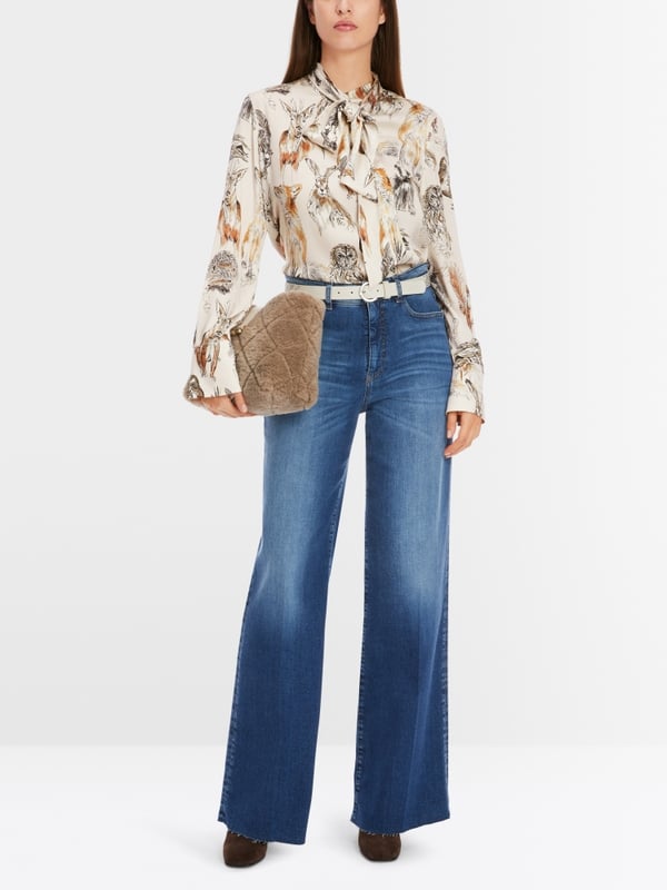 Marc Cain Seidenbluse mit Schluppe & Alloverprint Hotsell