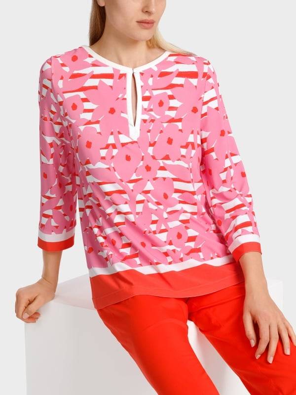 Marc Cain Elegante Bluse mit Overprint Kostenloser Versand international