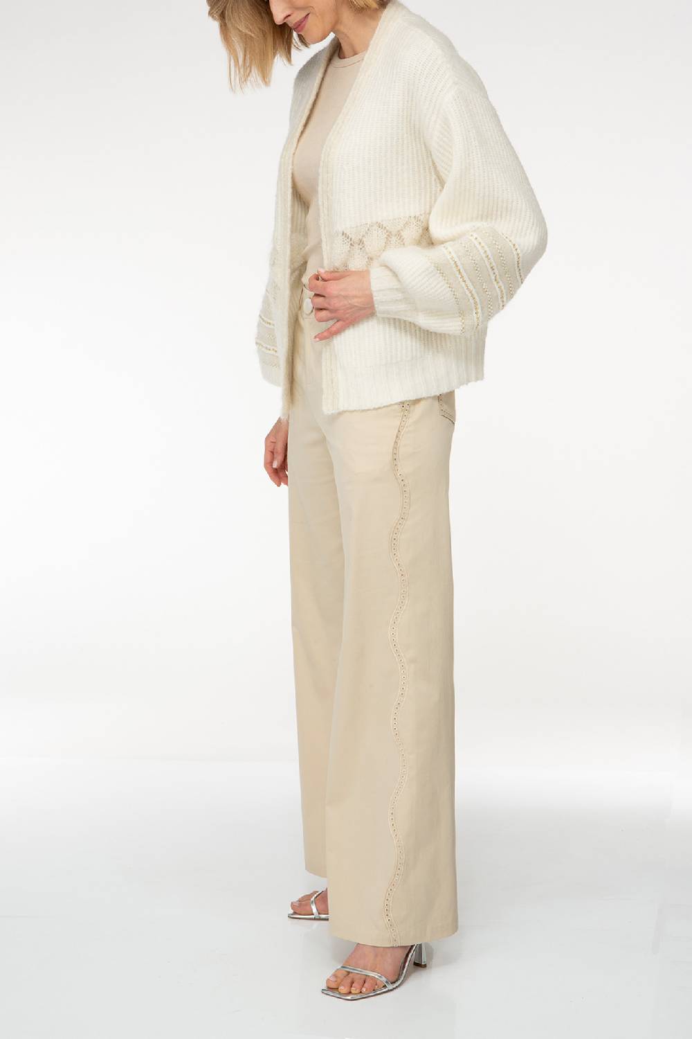 IVI GmbH SOLID KNIT Cardigan mit Zier-Crochet weiß JETZT KAUFEN