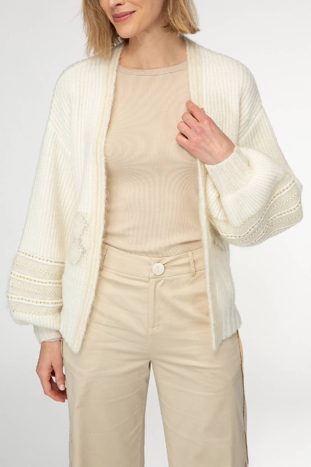 IVI GmbH SOLID KNIT Cardigan mit Zier-Crochet weiß JETZT KAUFEN