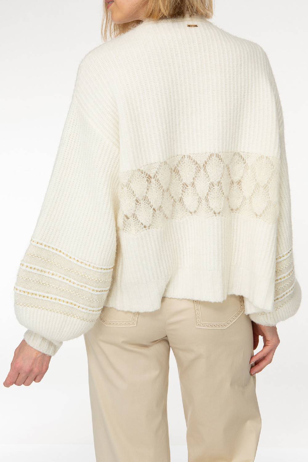 IVI GmbH SOLID KNIT Cardigan mit Zier-Crochet weiß JETZT KAUFEN