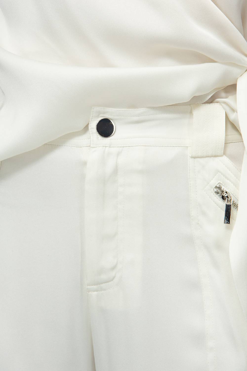 IVI GmbH SOLID SILK Seidenhose mit Cargo-Details weiß Neueste Stile