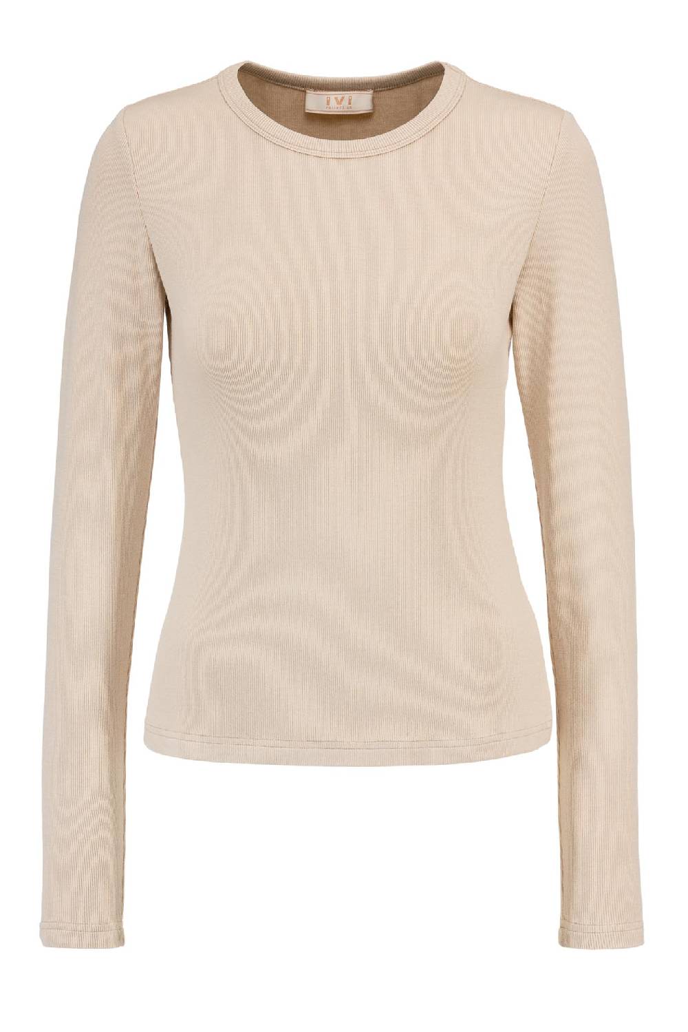 IVI GmbH ESSENTIAL Langarmshirt mit hohem Rundhalsausschnitt taupe Zeitbegrenzte Promotion