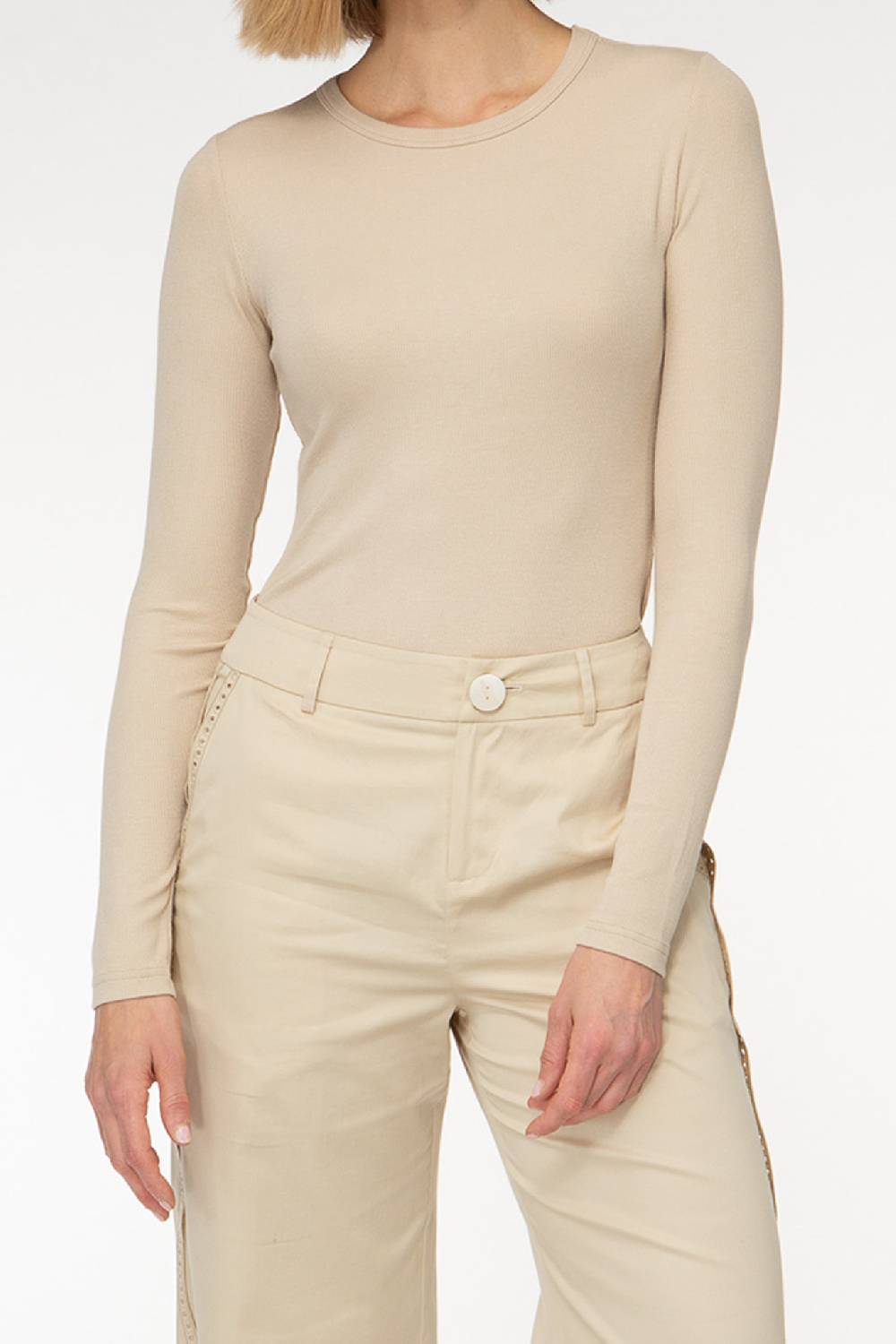 IVI GmbH ESSENTIAL Langarmshirt mit hohem Rundhalsausschnitt taupe Zeitbegrenzte Promotion