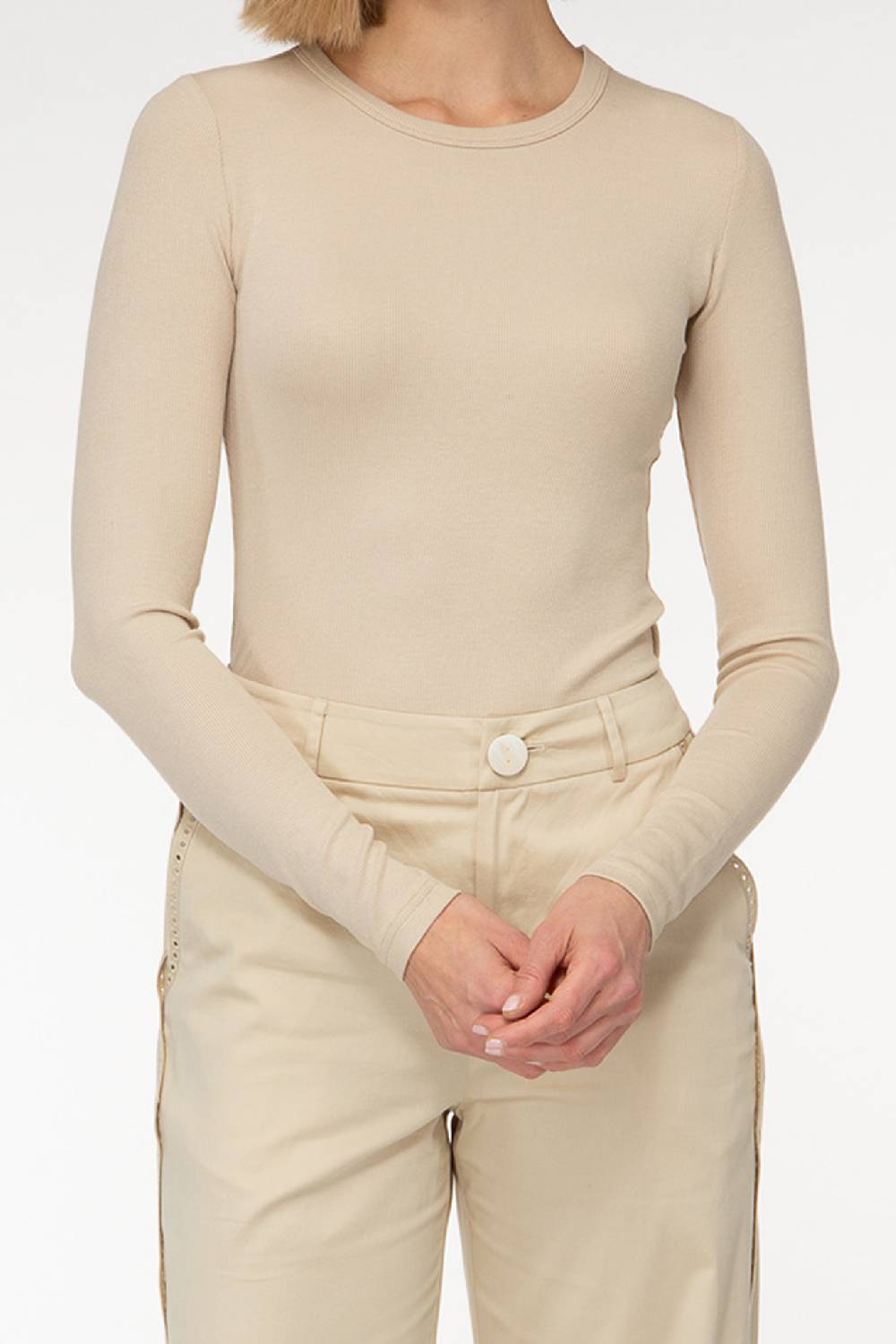 IVI GmbH ESSENTIAL Langarmshirt mit hohem Rundhalsausschnitt taupe Zeitbegrenzte Promotion