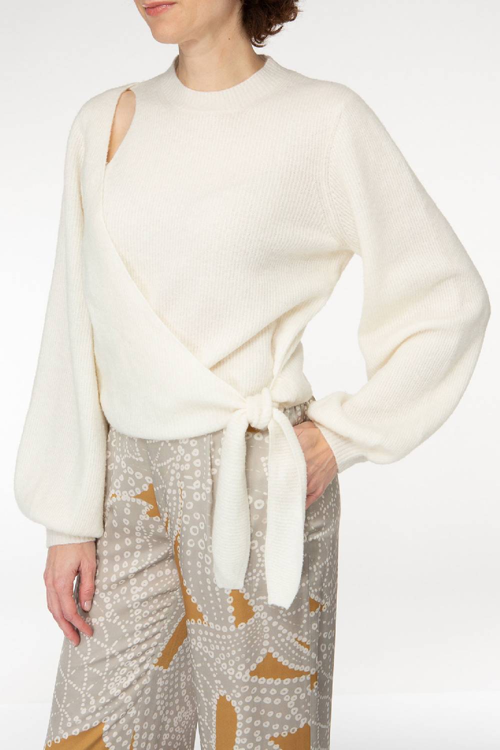 IVI GmbH SOLID KNIT Wickelpullover mit Cut-Out Detail weiß Bis zu 65% Rabatt