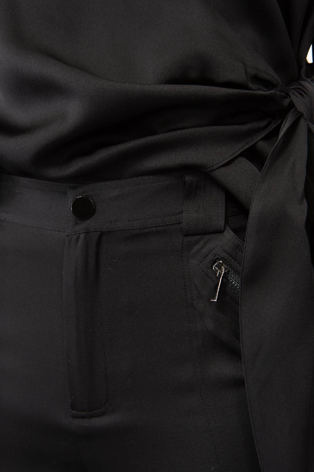 IVI GmbH SOLID SILK Seidenhose mit Cargo-Details schwarz Sonderangebot der Fabrik
