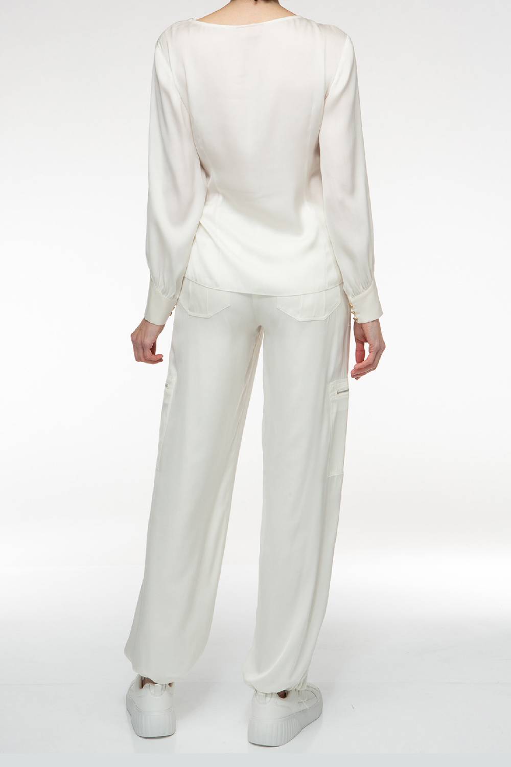 IVI GmbH SOLID SILK Seidenbluse mit Cut-Out Detail weiß Vierteljährliche Förderung
