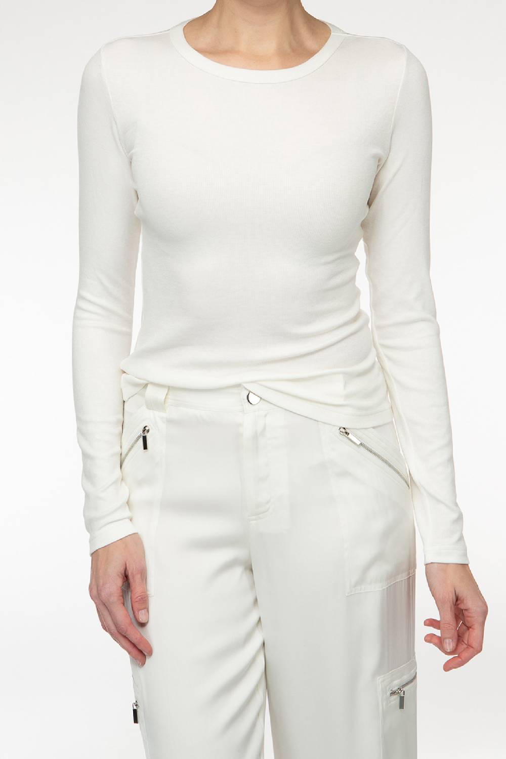 IVI GmbH ESSENTIAL Langarmshirt mit hohem Rundhalsausschnitt weiß Discount Store für neue Produkte