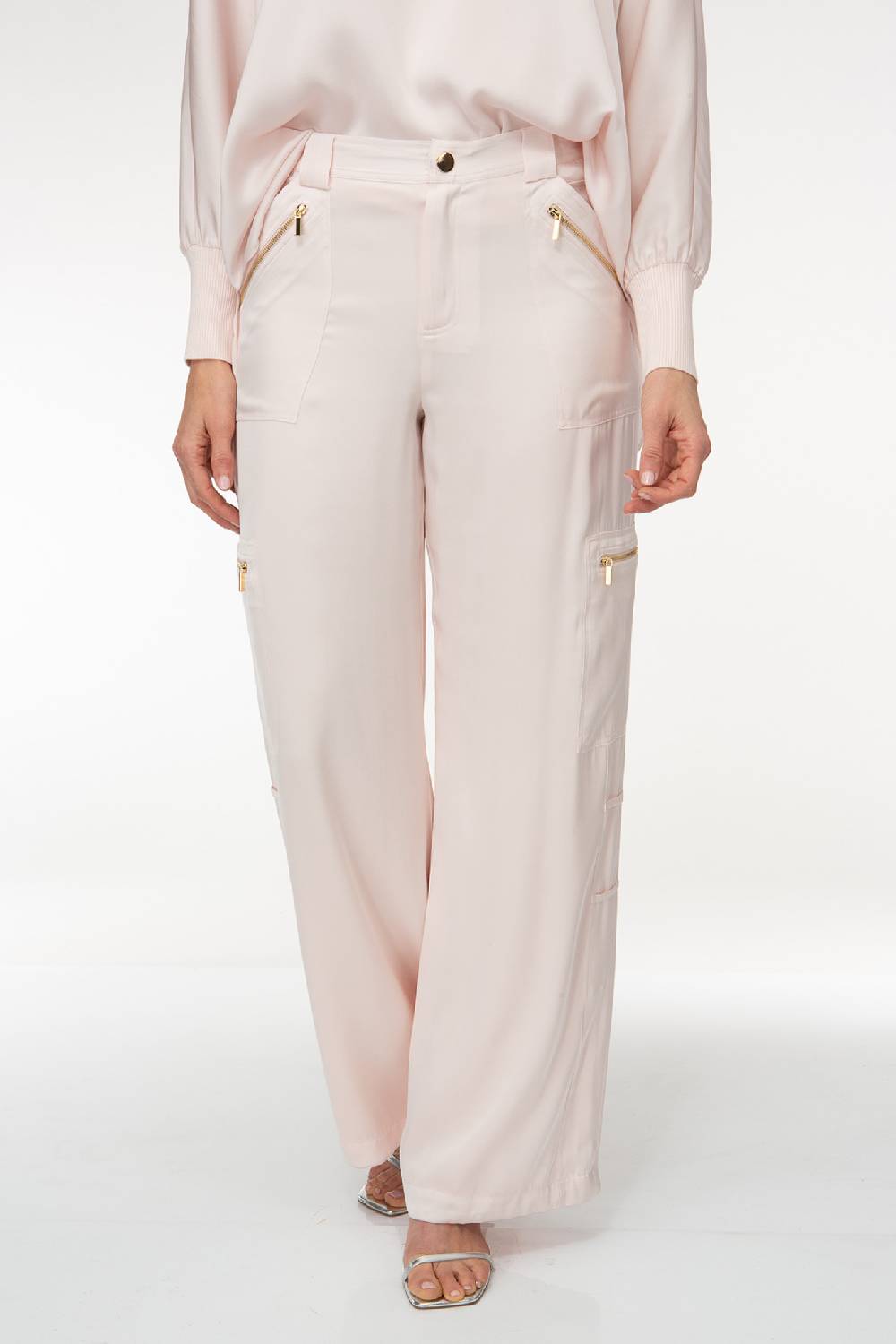 IVI GmbH SOLID SILK Seidenhose mit Cargo-Details rosé 50% Rabatt für begrenzte Zeit