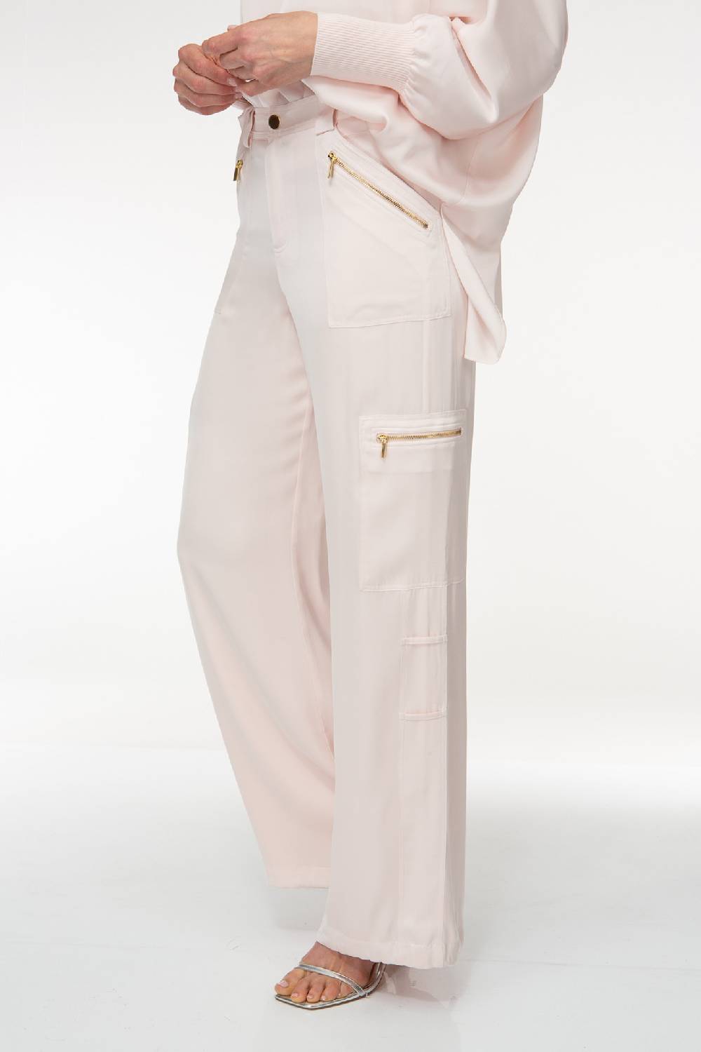 IVI GmbH SOLID SILK Seidenhose mit Cargo-Details rosé 50% Rabatt für begrenzte Zeit