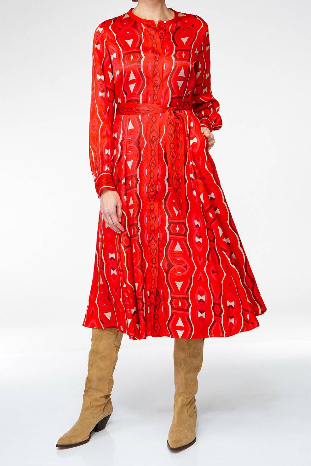 IVI GmbH GRACE Midi Kleid mit Print rot Auslauf