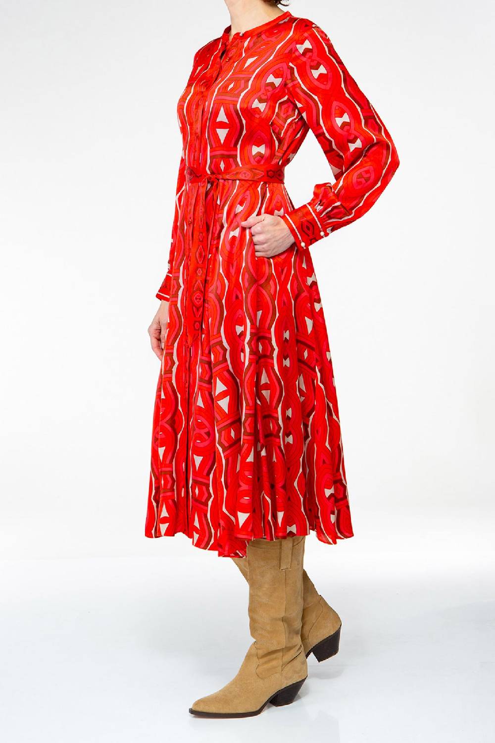 IVI GmbH GRACE Midi Kleid mit Print rot Auslauf