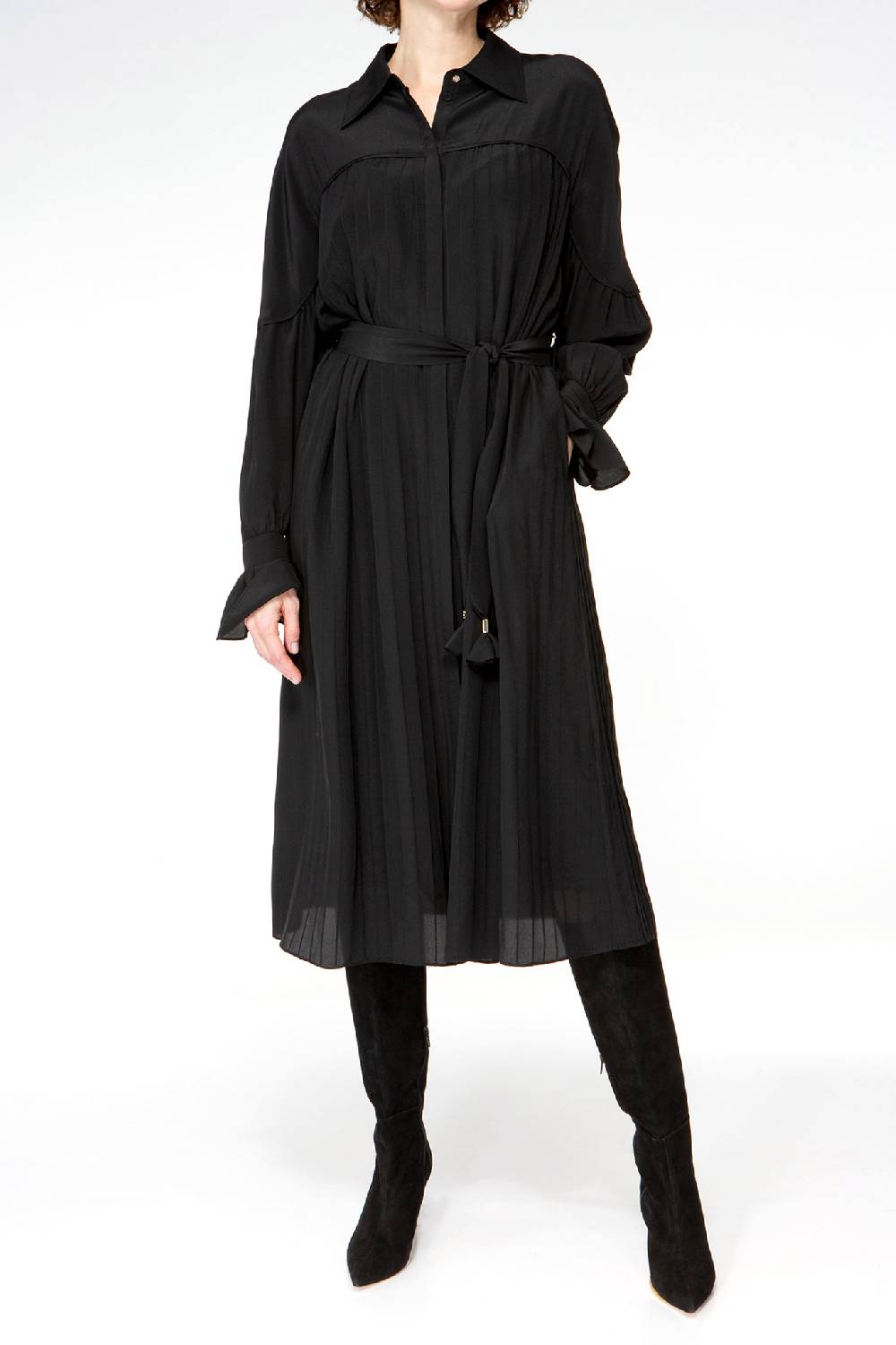 IVI GmbH FANCY Plissé Kleid aus Seiden-Georgette schwarz Günstiger Verkauf