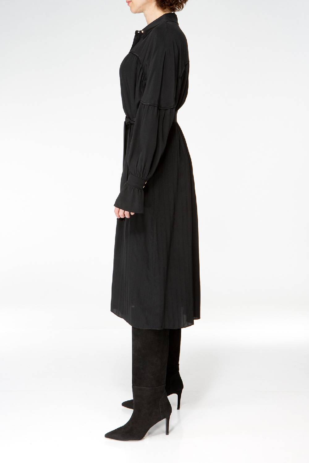 IVI GmbH FANCY Plissé Kleid aus Seiden-Georgette schwarz Günstiger Verkauf