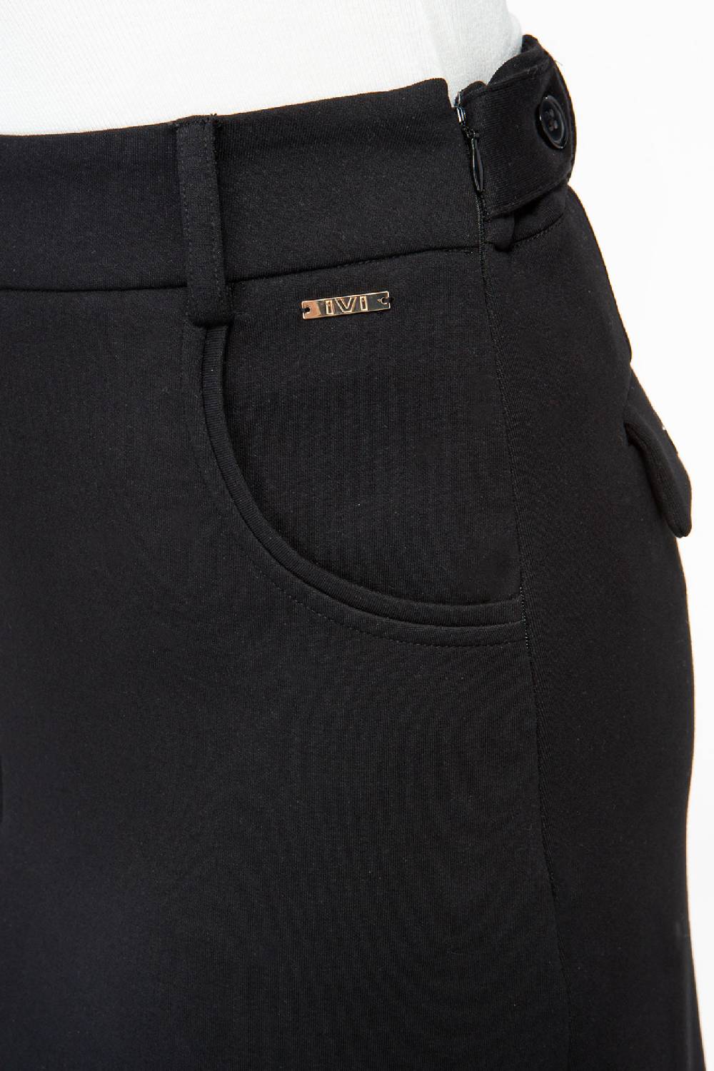 IVI GmbH SOLID JERSEY Midirock mit Kellerfalte schwarz Top Angebot