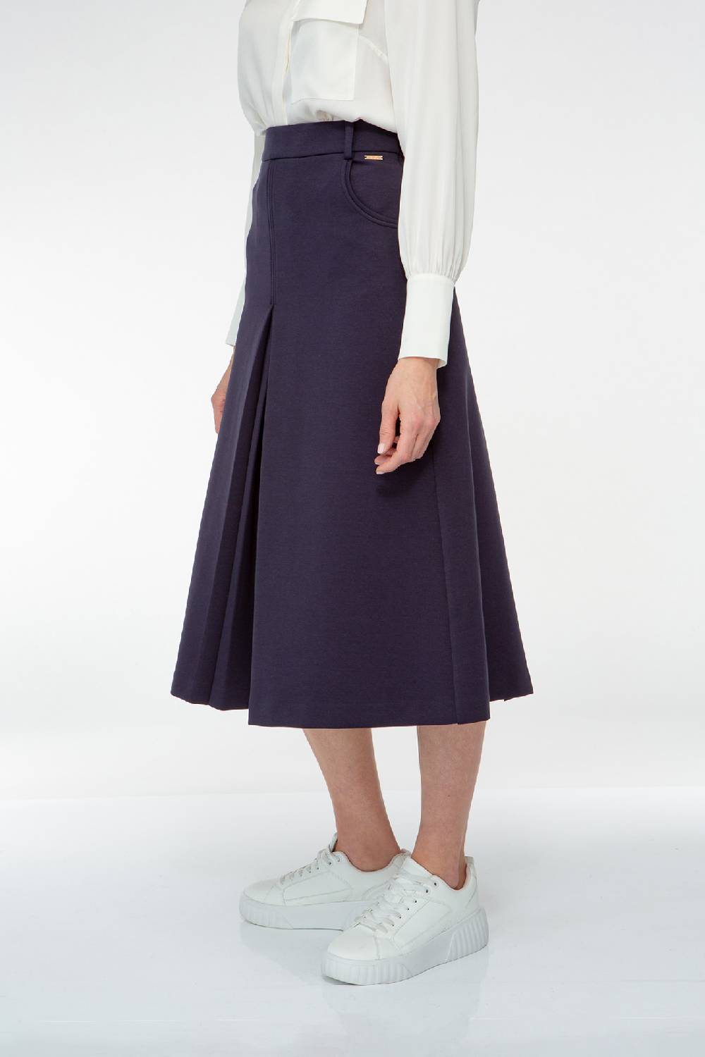 IVI GmbH SOLID JERSEY Midirock mit Kellerfalte navy Neueste Mode