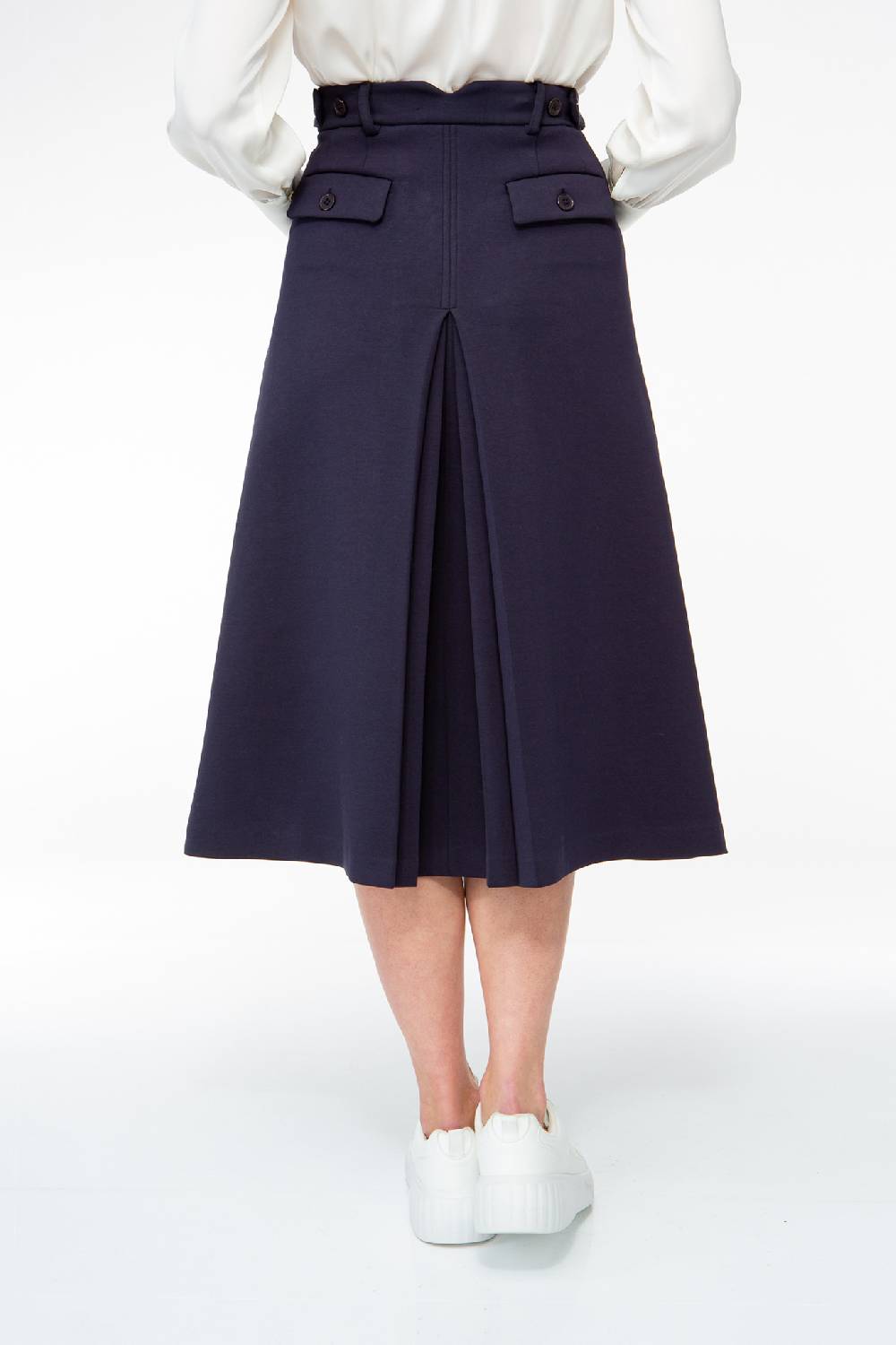 IVI GmbH SOLID JERSEY Midirock mit Kellerfalte navy Neueste Mode