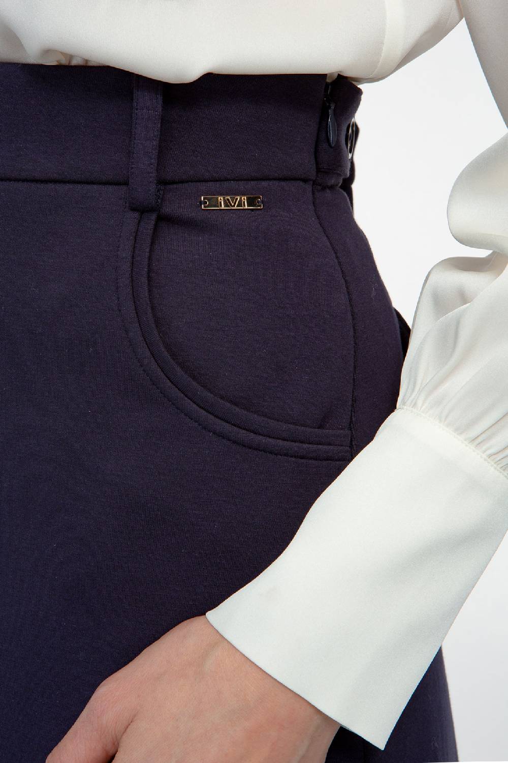 IVI GmbH SOLID JERSEY Midirock mit Kellerfalte navy Neueste Mode