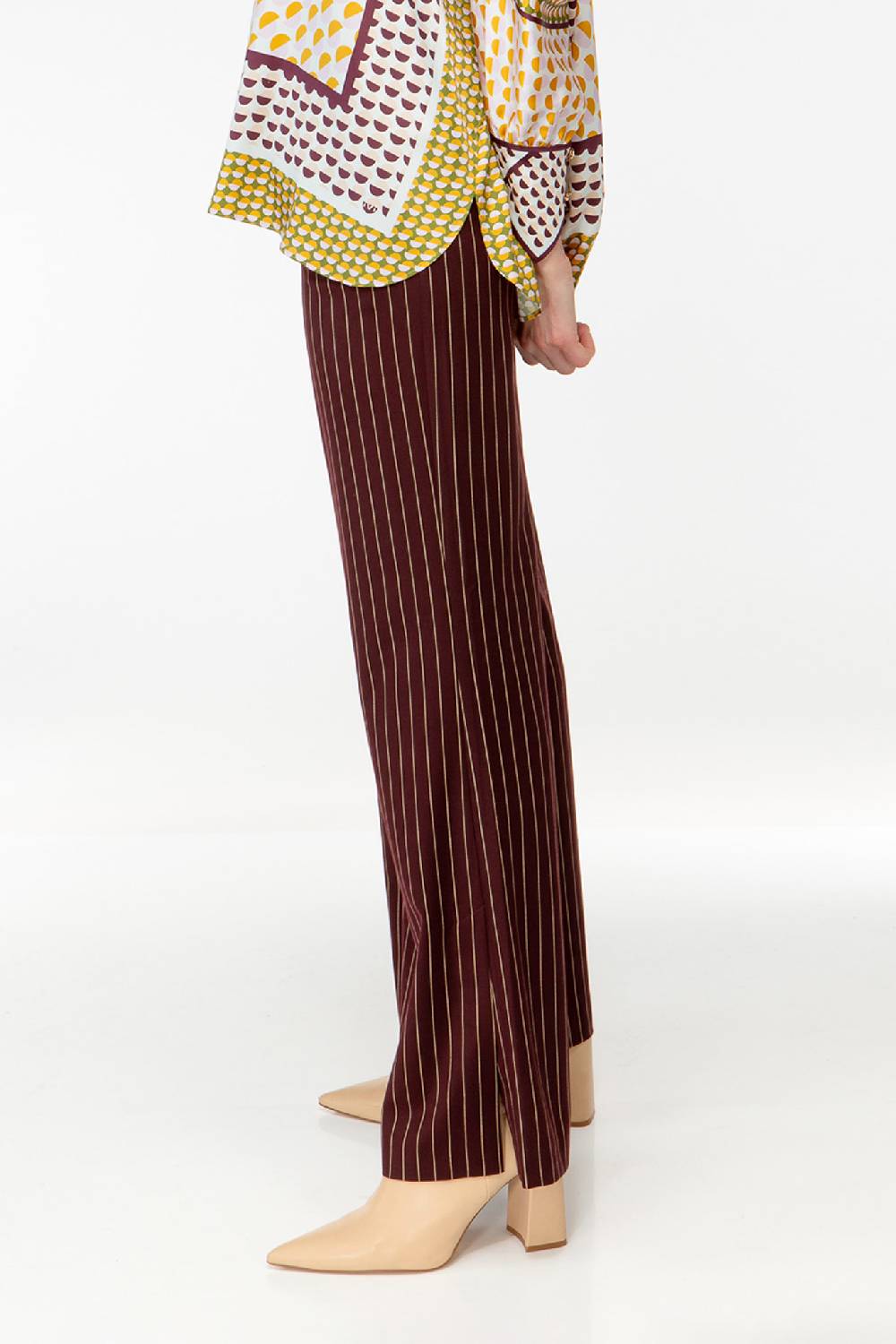 IVI GmbH PINSTRIPE Anzughose mit weitem Bein aubergine VIP-Rabatte