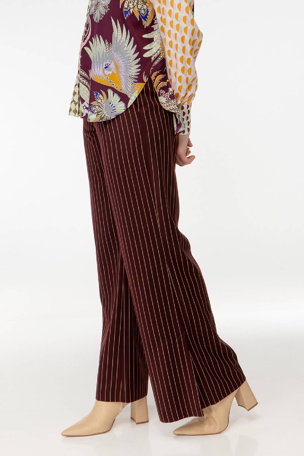 IVI GmbH PINSTRIPE Anzughose mit weitem Bein aubergine VIP-Rabatte