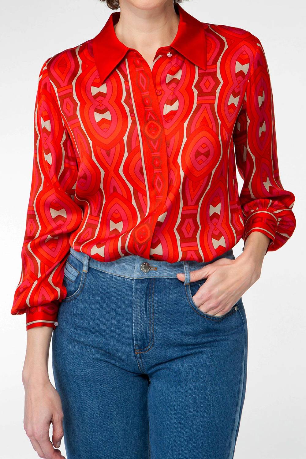 IVI GmbH GRACE Hemdbluse aus Seide rot Kostenlose Rückgabe