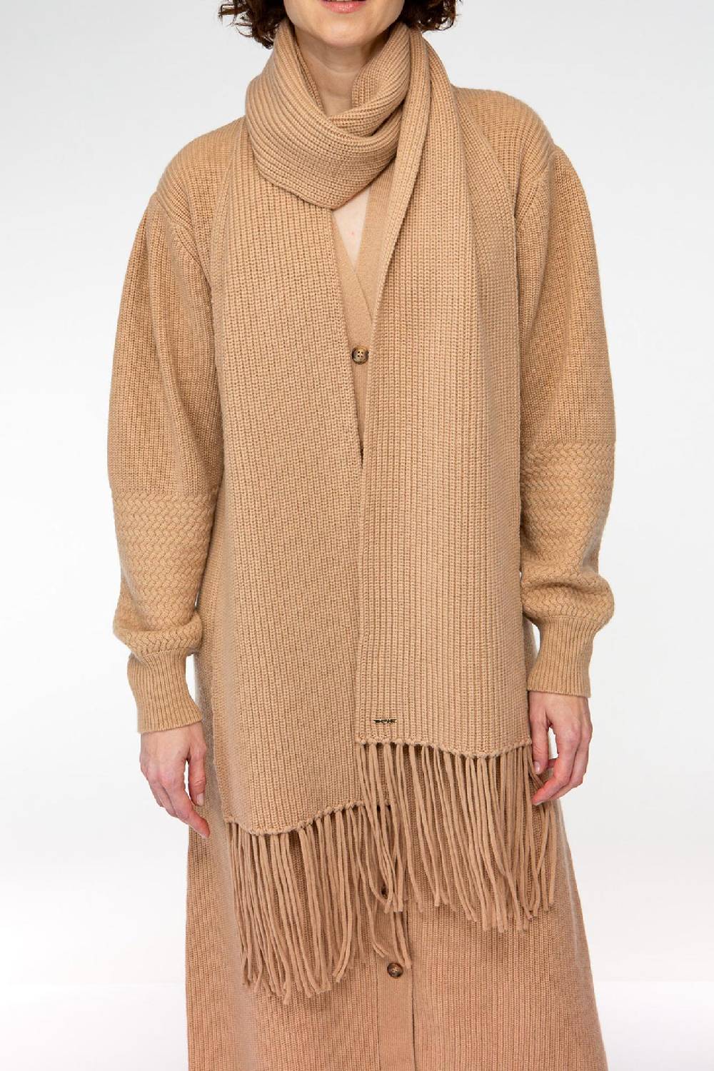 IVI GmbH SOLID KNIT Langer Schal mit Fransen camel Zeitbegrenzte Promotion