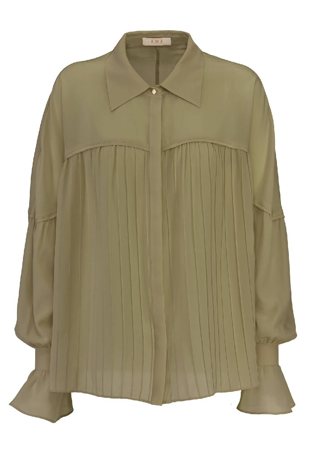 IVI GmbH FANCY Plissé Bluse aus Seiden-Georgette olive Meist gekauft