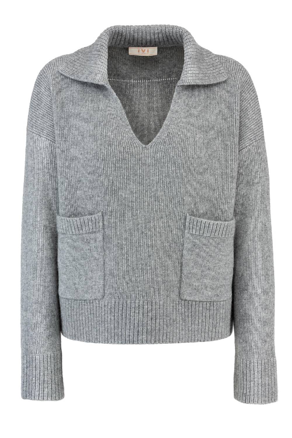 IVI GmbH SOLID KNIT Pullover im Troyer-Look grau-melange Kostenloser Versand