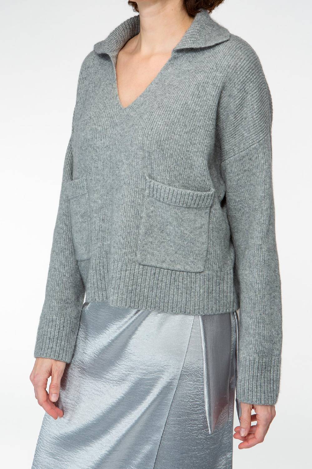 IVI GmbH SOLID KNIT Pullover im Troyer-Look grau-melange Kostenloser Versand