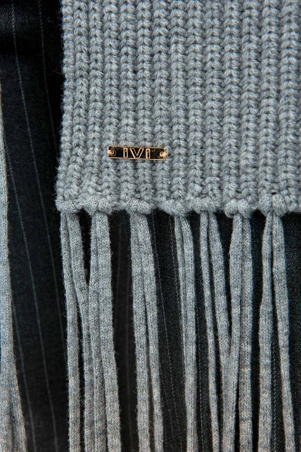 IVI GmbH SOLID KNIT Langer Schal mit Fransen grau-melange Fabrik Onlineshop