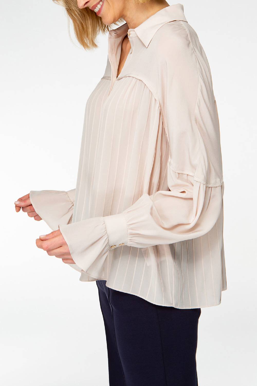 IVI GmbH FANCY Plissé Bluse aus Seiden-Georgette taupe Flash Sale