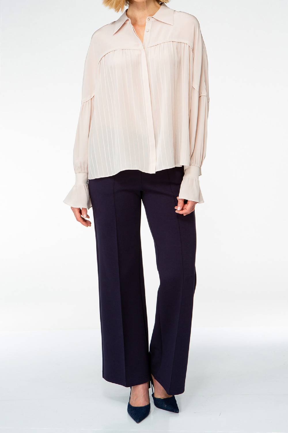 IVI GmbH FANCY Plissé Bluse aus Seiden-Georgette taupe Flash Sale