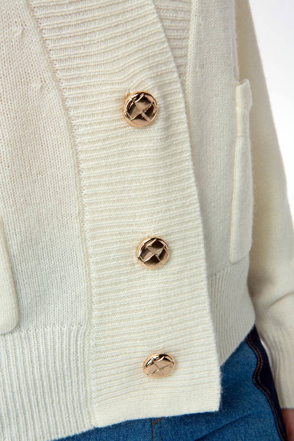 IVI GmbH SOLID KNIT Cardigan mit aufgesetzten Taschen weiß Begrenztes Angebot