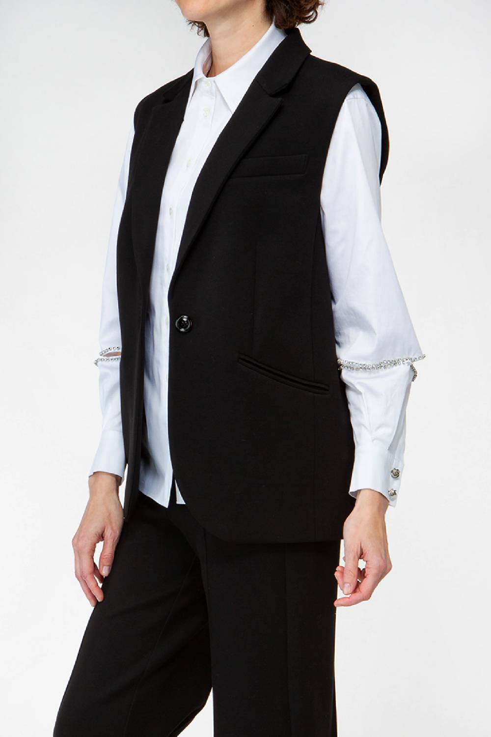 IVI GmbH COTTON Hemdbluse aus Baumwoll-Popeline mit Schlitzdetails und Strasssteinen Exklusive Angebote