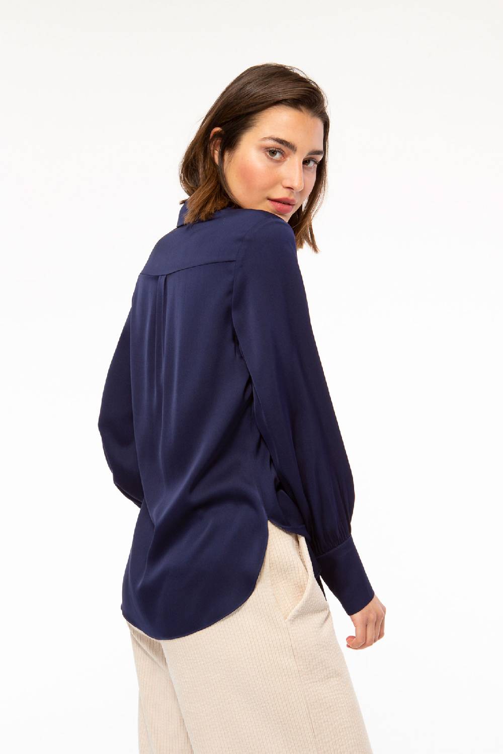 IVI GmbH SOLID SILK Hemdbluse navy Super Sparpreis
