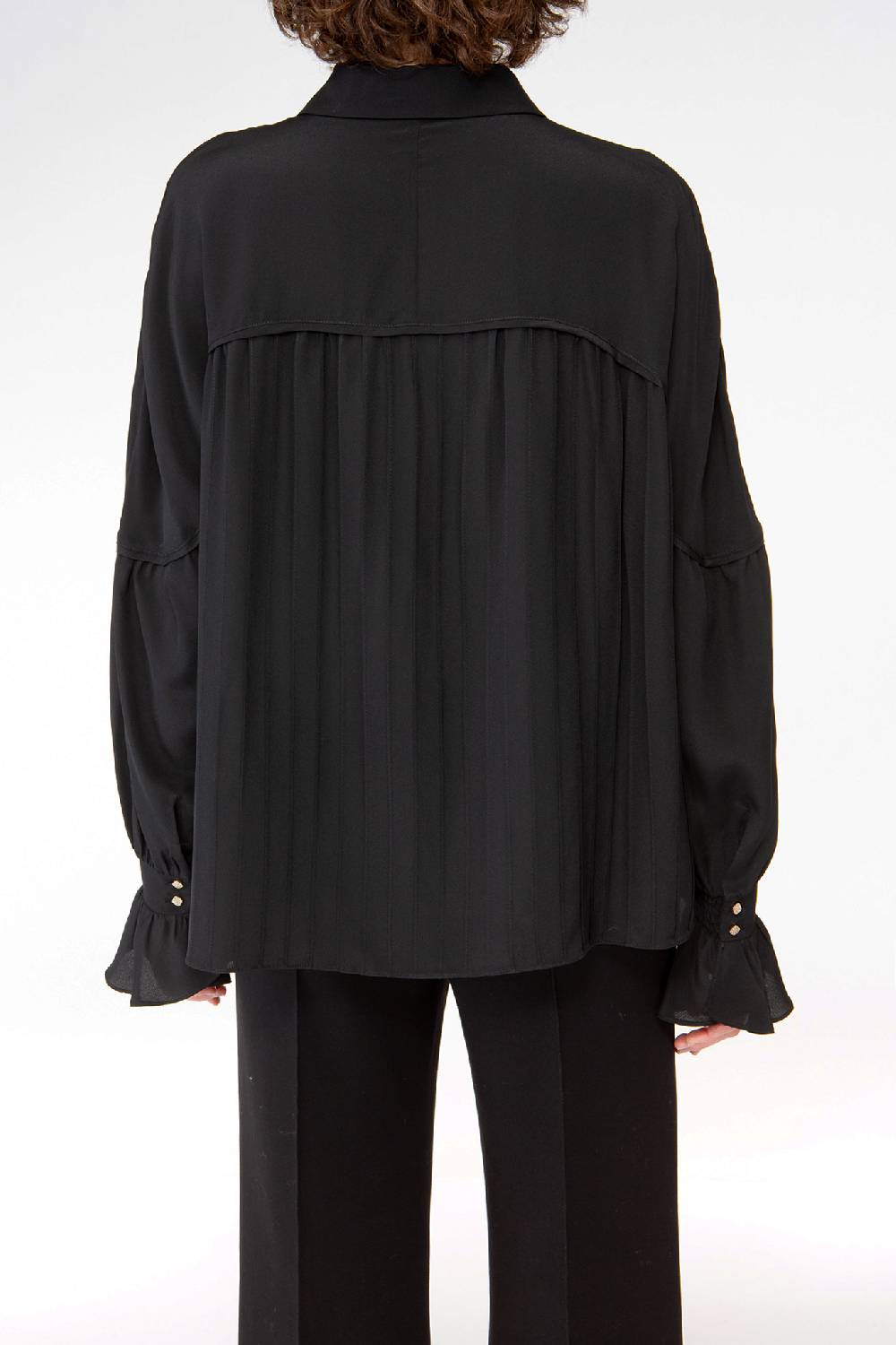 IVI GmbH FANCY Plissé Bluse aus Seiden-Georgette schwarz Kostenlose Rückgabe