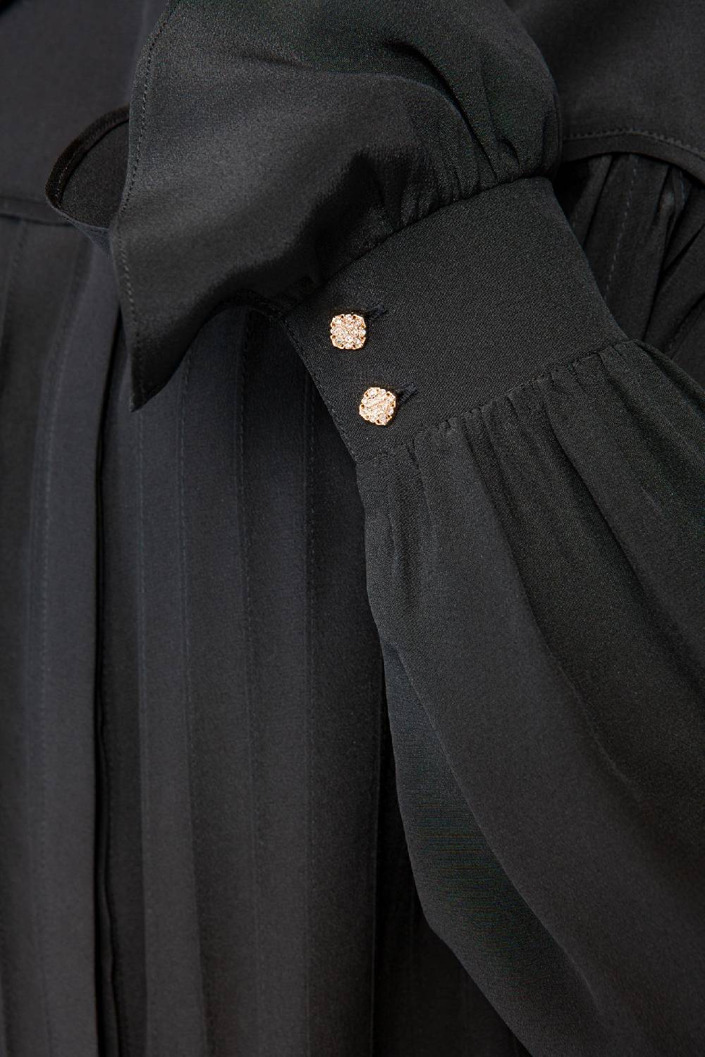 IVI GmbH FANCY Plissé Bluse aus Seiden-Georgette schwarz Kostenlose Rückgabe