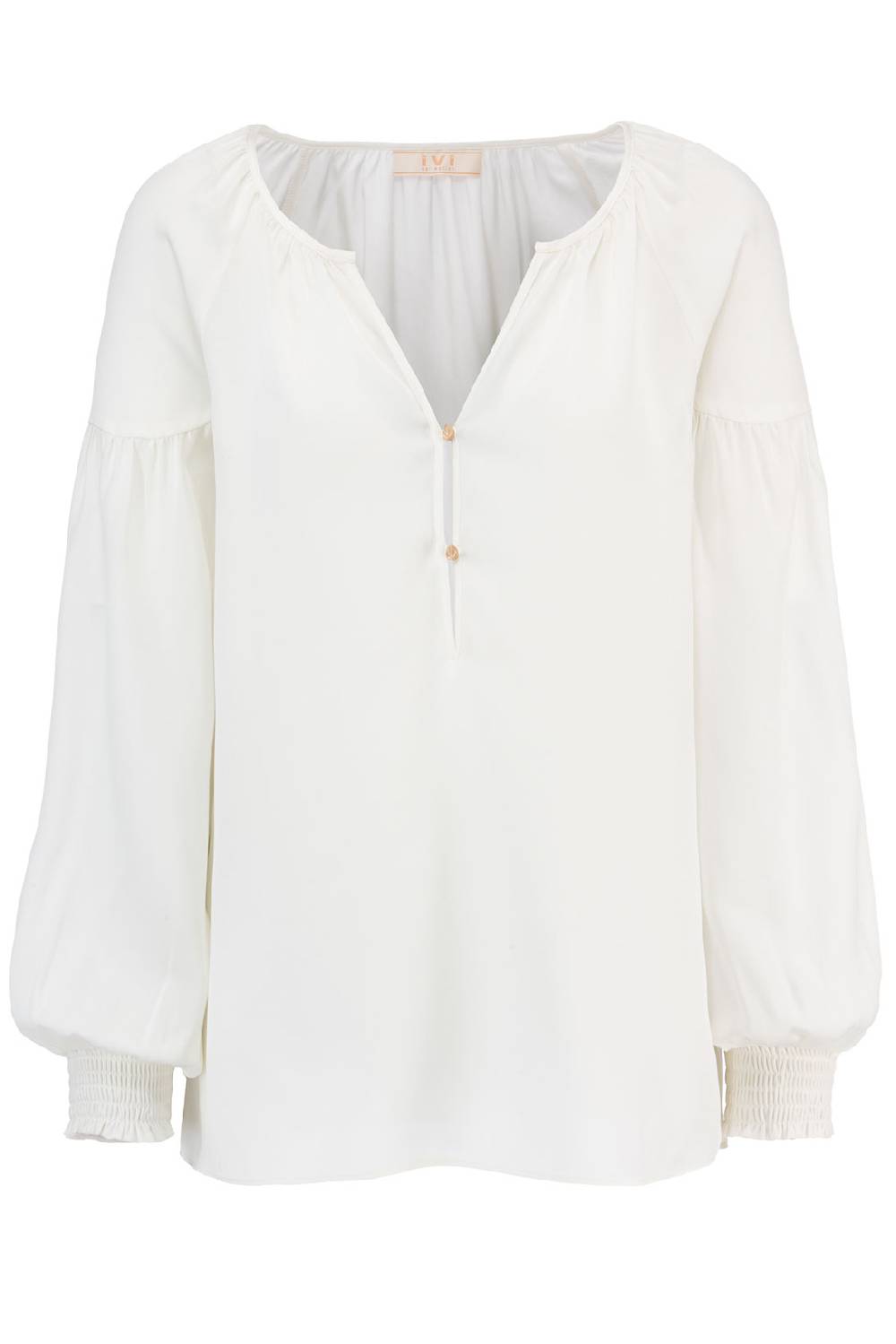 IVI GmbH SOLID SILK Seidenbluse mit Kräuseln weiß Begrenzte Freigabe