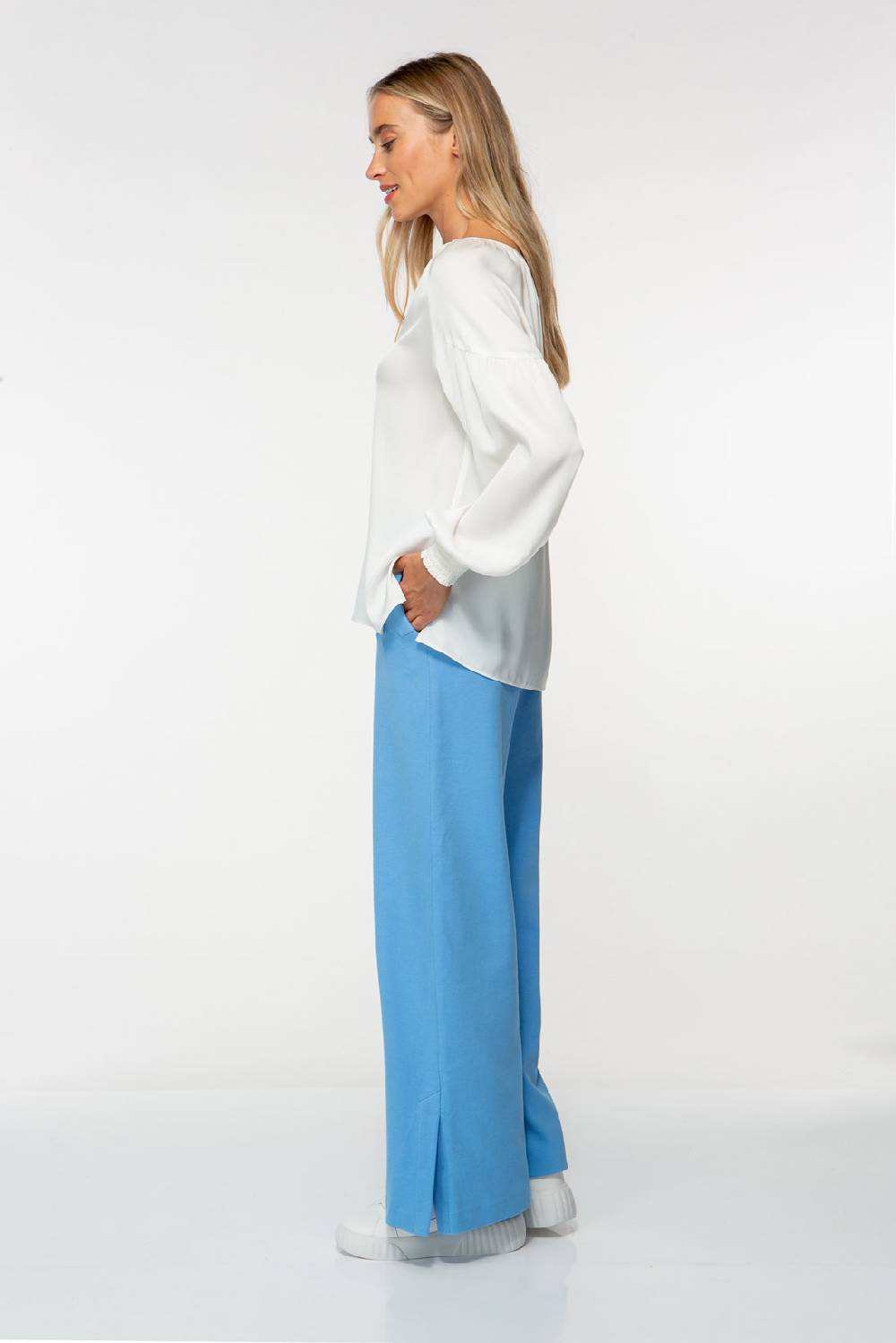 IVI GmbH SOLID SILK Seidenbluse mit Kräuseln weiß Begrenzte Freigabe