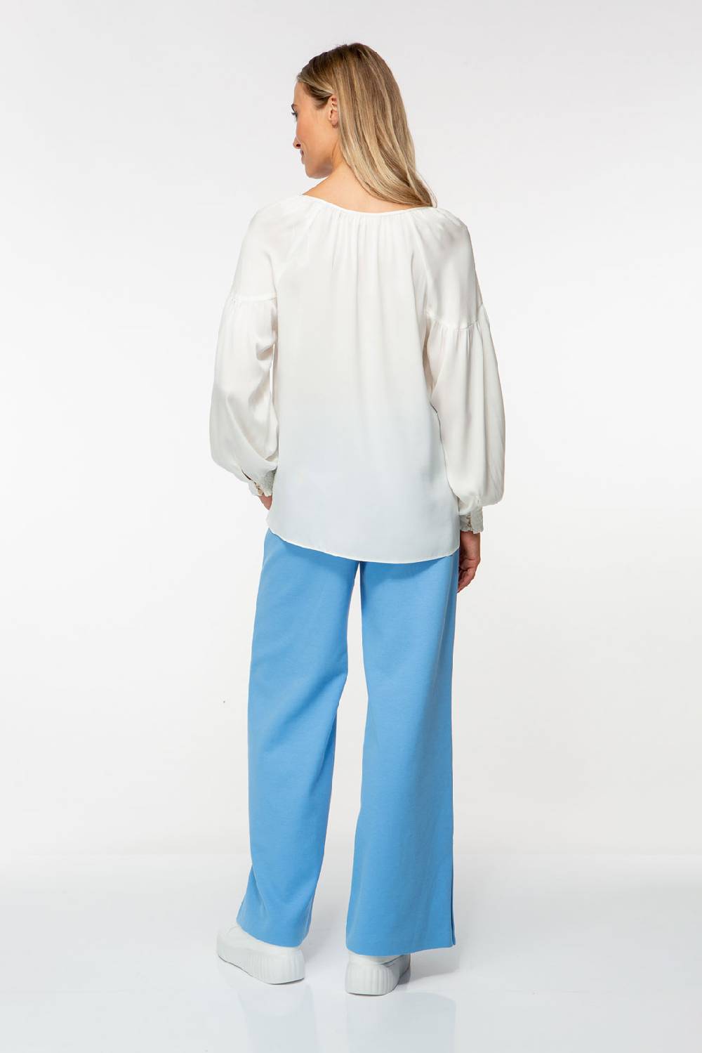 IVI GmbH SOLID SILK Seidenbluse mit Kräuseln weiß Begrenzte Freigabe