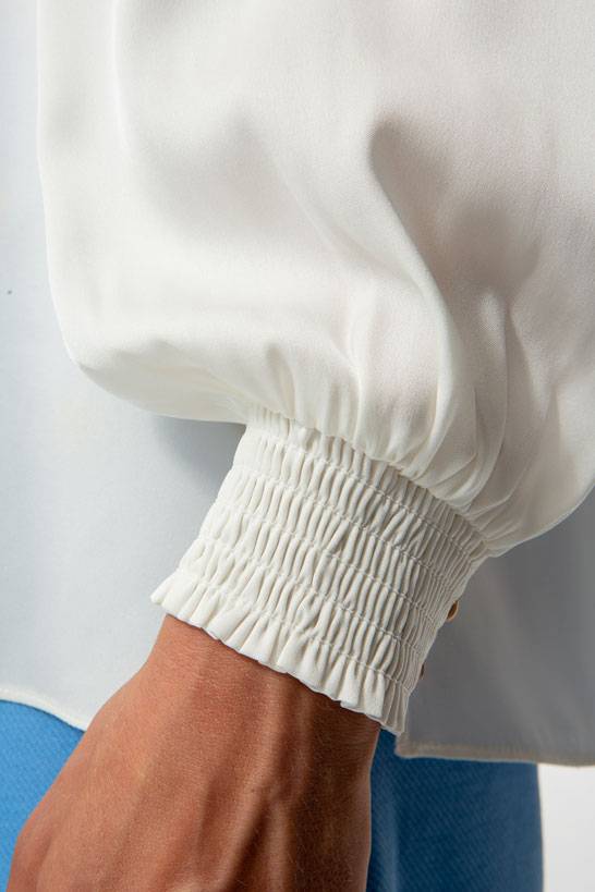 IVI GmbH SOLID SILK Seidenbluse mit Kräuseln weiß Begrenzte Freigabe