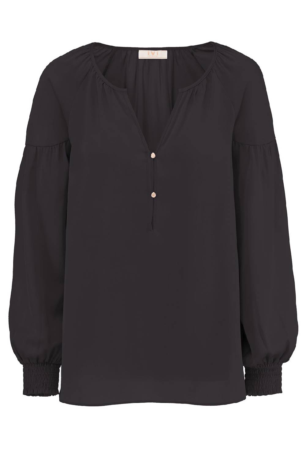 IVI GmbH SOLID SILK Seidenbluse mit Kräuseln schwarz Letzte 3 Tage
