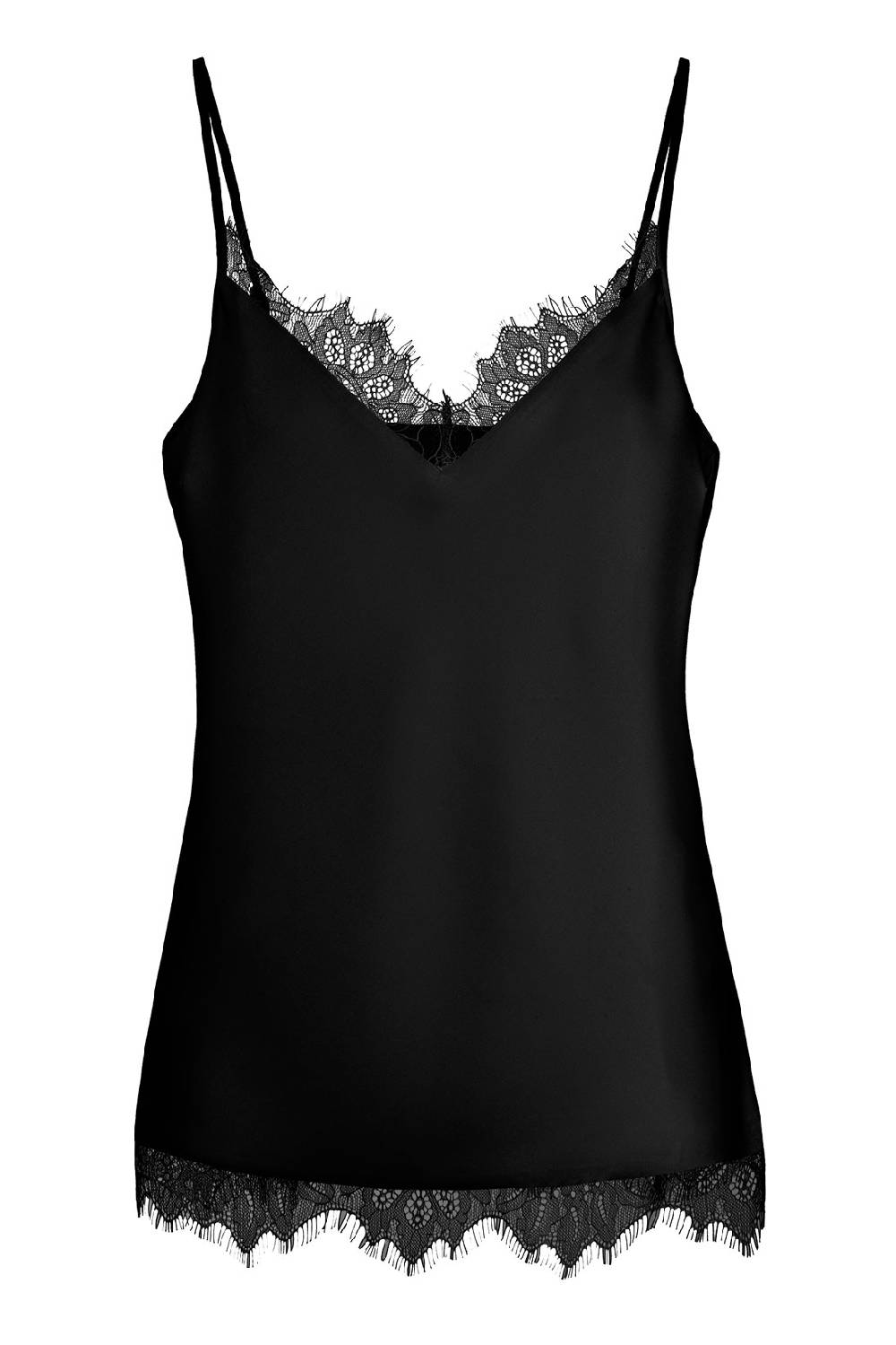 IVI GmbH SOLID SILK Top mit Spitze schwarz Im Verkauf