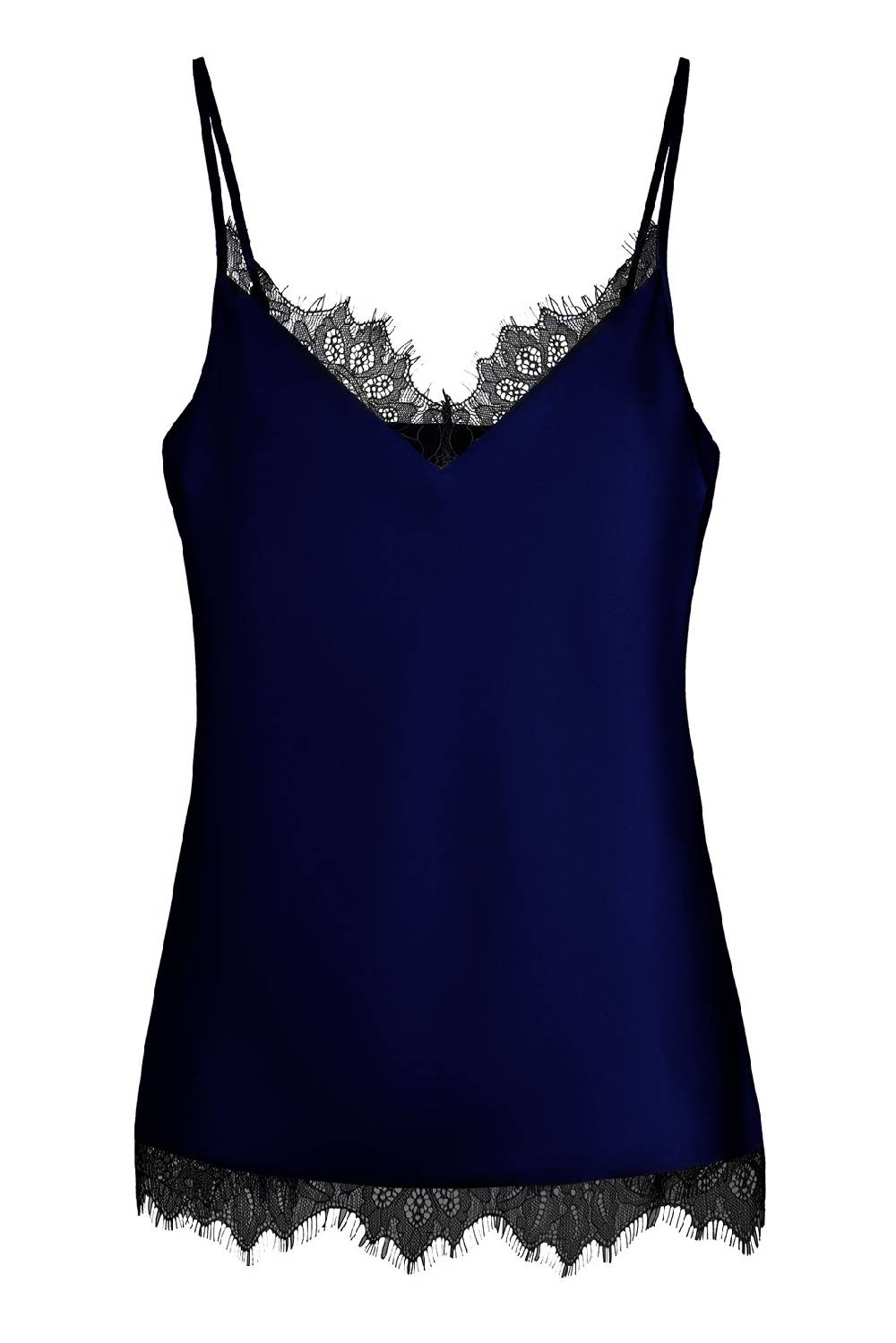 IVI GmbH SOLID SILK Top mit Spitze navy zollfrei