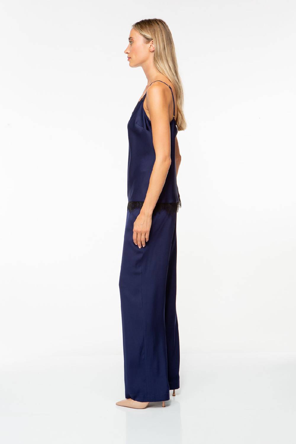 IVI GmbH SOLID SILK Top mit Spitze navy zollfrei