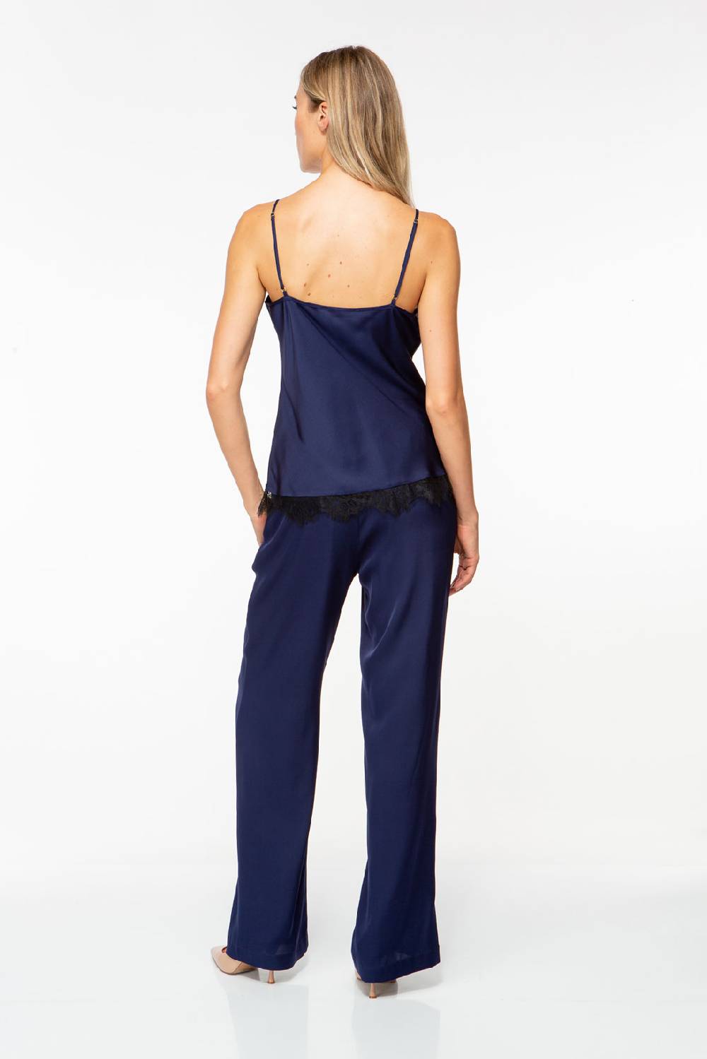 IVI GmbH SOLID SILK Top mit Spitze navy zollfrei